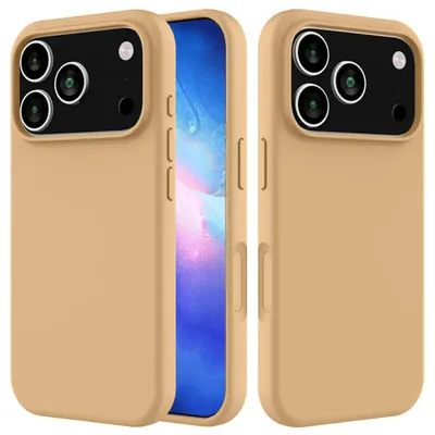 Productafbeelding van MobyDefend Hoesje - Geschikt voor iPhone 17 Pro Max - Matte Siliconen Backcover - Licht Oker