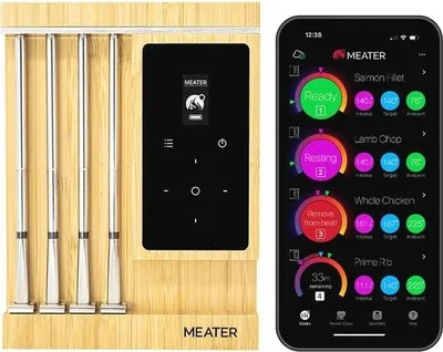 Immagine prodotto di Termometro per carne WLAN intelligente con sonde avanzate - Bluetooth senza fili, adatto per grill, forno, affumicatore, friggitrice e friggitrice ad aria calda