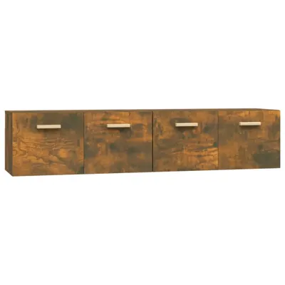 Image de vidaXL Armoires murales 2 pcs. Chêne fumé 80x35x36,5 cm Bois composite