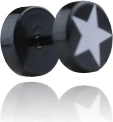 Produktbild von Ohrstecker Ear Fake Plug Logo Stern Blackline 7mm Ohrpiercing