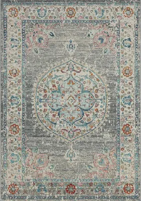 Produktbild von Outdoor Teppich Terasse Küche Balkon Vintage Stil Grau Pink