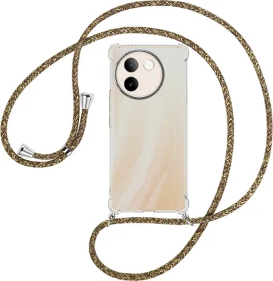 Produktbild von Handykette Backcover-Schutzhülle mit Band (Metall silberfarben) für vivo V30E 5G / V40 lite 5G - braun+beige