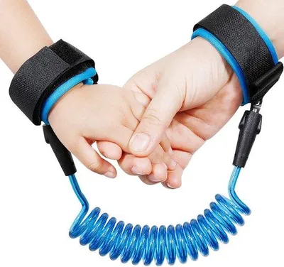 Image de Bracelet de sécurité pour enfants, cordons élastiques, tissu respirant, bleu, pour les voyages, les activités de plein air, la randonnée, longueur max. 1,5 m