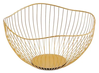 Obstkorb aus Draht, Eisen, 25,5 cm, Gold – Fruchtkorb für Küche