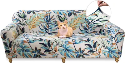 Produktbild von Sofabezug für 1-Sitzer-Sofa, elastisch, dehnbar, aus Elasthan, rutschfest, waschbar, mit Regenwaldmotiv, für Sofas mit Armlehnen