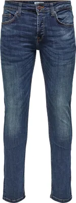 Immagine prodotto di Only & Sons Jeans Weft a vestibilità regolare con chiusura a bottoni nascosta e zip classica in Stoned Washed