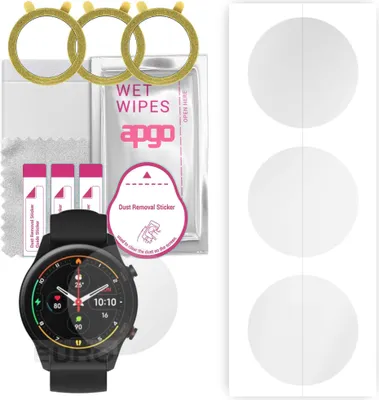 Produktbild von apgo 3 Stück Schutzfolie, klar, kompatibel mit Xiaomi Mi Watch Smartwatch, Hydrogel Displayschutzfolie mit Positionierhilfe, Displayfolie, robust und kratzfest