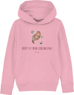 Produktbild von Mr. & Mrs. Panda Kinderpullover Otter Seerose 12-14 Jahre (152/164) - Baumwolle Pink - Geschenk, Sweatshirt, Hoodie, Hoody, Sweater, Kapuzenpullover, Lieblingstag, Fluss