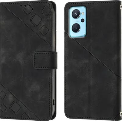 Produktbild von Hülle für OPPO Realme 9i A36 A76 Prägung Flip Leder Brieftasche Schutzhülle mit Ständer Schwarz