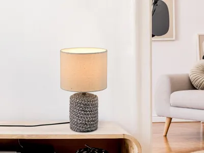 Produktbild von Tischleuchte MALA Keramik mit Stoffschirm in Beige Ø15cm Höhe 26cm - R50941044