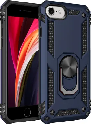 Produktbild von LaimTop iPhone SE 2020 Hülle, Hybrid Robuste Rüstung Drehbarer Ring Halter Ständer Dual Layer Hard PC + TPU Stoßfest Schutzhülle für iPhone SE 2020 Blau