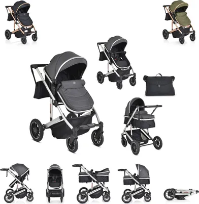 Produktbild von Moni Kombikinderwagen 2 in 1 Thira Babywanne, umbaubar, Sportsitz, Fußabdeckung grau