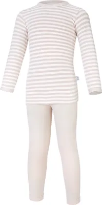 Produktbild von Kinder Pyjama lange Ärmel Outlast® - Streifen Weiß Kaffee/Latte, 110
