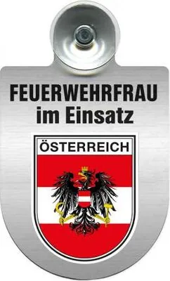 Produktbild von Einsatzschild incl. Saugnapf - Feuerwehrfrau im Einsatz - 309473 - incl. Regionen nach Wahl Color - Region Österreich