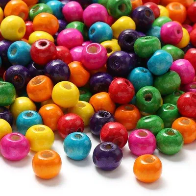 Zdjęcie produktu dla Drewniane koraliki do biżuterii, ok. 1000 sztuk, kolorowe koraliki drewniane, kolorowe koraliki do rękodzieła, 8 mm do biżuterii DIY (8 mm)