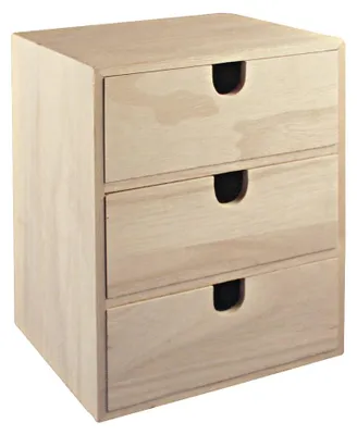 Holz-Ladebox mit 3 Schubladen, 21,5x14,5x16 cm, FSC