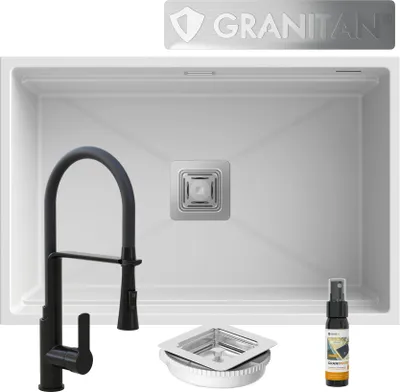 Produktbild von Granit Unterbaubecken Wasserhahn Siphon Quadratisch Epir