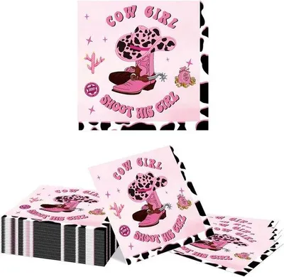 Produktbild von Western-Disco-Cowgirl- Servetten - rote Papier- Servetten für Western-Feier, Country-Mottoparty, Junggesellinnenabschied, Cowgirl-Verjaardag