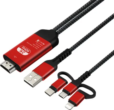 Obrázek produktu pro 3 v 1 8pinový /Type C/Micro USB na HDMI HDTV kabelový adaptér červený
