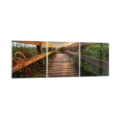 Produktbild von Bilder auf glas - Fußgängerbrücke Meer Strand Ufer - 150x50cm - Glasbilder - Wandbilder - Kunstdruck - zum Aufhängen bereit - Wanddekoration aus Glas - Glas Bilder - Wandbild auf Glas - GCA150x50-2617