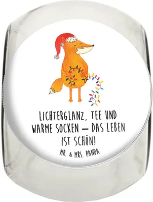 Produktbild von Mr. & Mrs. Panda Bonboniere Fuchs Weihnachten XL 2000ml - Weiß - Geschenk, Weihnachtsmann, Kaffeedose, Frischhaltedose, glasbehälter, Aufbewahrungsdose, Nikolaus, Winter