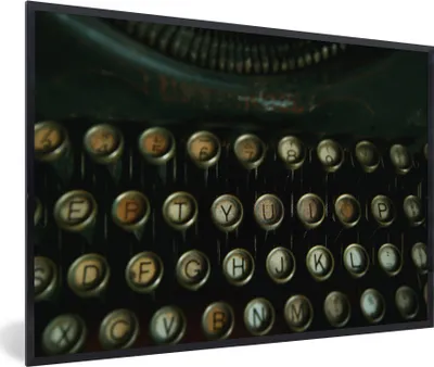 Produktbild von MuchoWow® MuchoWow® Gerahmtes Poster Schreibmaschine - Vintage - Tastatur 60x40 cm - Poster mit zchwarzem Bilderrahmen - Printing - Wanddeko Schlafzimmer