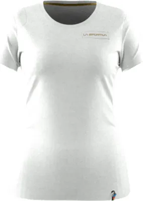 Weißes T-Shirt für Damen; Modell "Mantra T-Shirt W" von La Sportiva; mit rundem Ausschnitt und kurzem Ärmel.