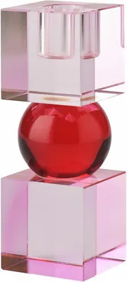 Image de Gift Company Bougeoir Sari 2 Cubes, bougeoir, verre, rose clair / rouge, H 14 cm, 1163601012