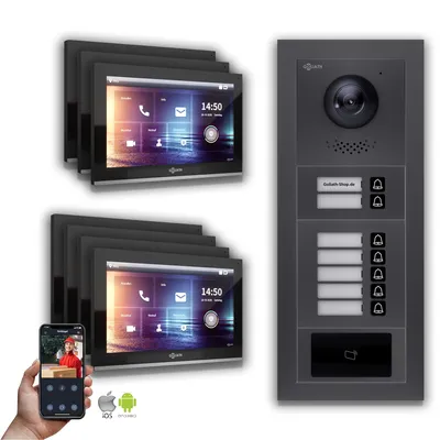 Image de Goliath IP interphone vidéo 7-fam. RFID Anthracite : Boîte d'encastrement : 7 pouces en noir Boîte de montage de la sonnette : Boîte d'encastrement Sélection du moniteur : 7 pouces en noir