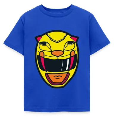 Produktbild von Spreadshirt Power Rangers Gelber Ranger Helm Kinder T-Shirt, 122/128 (7-8 Jahre), Royalblau