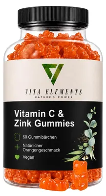 Vita Elements Gummies Vitamine C & Zinc, emballage individuel.