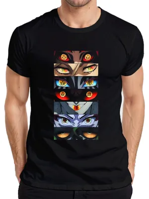 Produktbild von Anime Manga Dämon Augenreihe Otaku Geschenk Halloween gruselig Herren T-Shirt, Schwarz, XXL