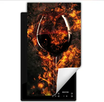 Produktbild von DarHaus Herdabdeckplatte 1 teilig 30x52 cm Anti Rutsch Matte Aufrollbar, Wein - Feuer
