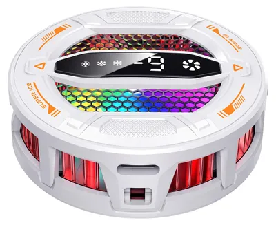 Zdjęcie produktu dla Avizar, magnetyczny chłodnik do smartfona, 3 prędkości, z wyświetlaczem cyfrowym, kolor biały