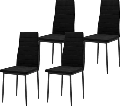 Produktbild von 4er-Set Esszimmerstühle, armloses Design, Stoffpolsterung, Metallbeine, Schwarz