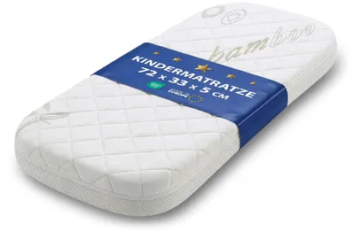 Produktbild von Totsy Baby Beistellbett Matratze 33×72 cm oval für Babywiege Wiege Moseskorb Babywanne Babybett Kinderbett Boxspring Kinderwagen Buggy Laufstall – atmungsaktiv & waschbar 33 x 72  – Größe 33x7