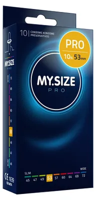 Immagine prodotto di MY.SIZE PRO Preservativi Elite taglia 3, 53 mm, L, 10 preservativi, vestibilità perfetta e dimensioni adatte a tutti