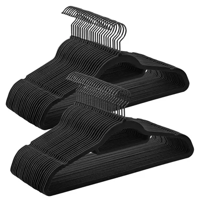 Immagine prodotto di 50 appendiabiti in velluto nero – organizer per armadio – salvaspazio