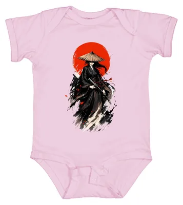 Immagine prodotto di Body per neonato, rosa, motivo samurai, katana, guerriera giapponese, Giappone, stile anni 2000, Bushido, Zen, taglia 0/3