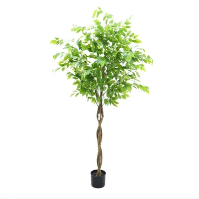 Produktbild von Künstlicher Ficus Baum 160 cm – Realistische große Kunstpflanze mit Topf für Wohnzimmer, Flur & Büro