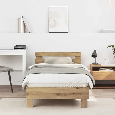 Image de Maison Exclusive - Cadre de lit en chêne Artisan 193 x 95 x 88 cm, bois d'ingénierie