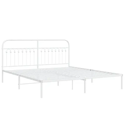 Produktbild von Bettgestell mit Kopfteil Metall Weiß 183x203 cm
