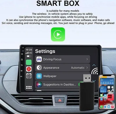 Obrázek produktu pro Bezdrátový adaptér CarPlay pro autorádio – převádí kabelové připojení na bezdrátové CarPlay – Auto-Connect pro iOS 10 a vyšší