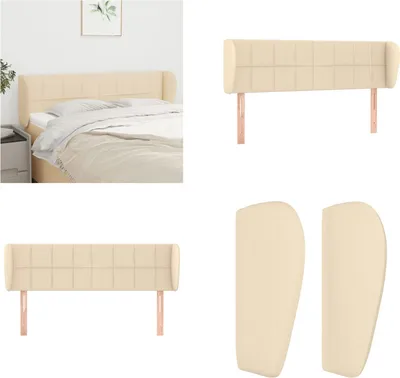 Produktbild von vidaXL Kopfteil mit Ohren Creme 147x23x78/88 cm Stoff - Kopfteil - Kopfteile - Bett-Kopfteil - Bettkopfteil