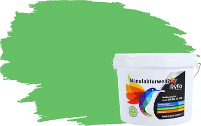 Produktbild von RyFo Colors Bunte Wandfarbe Manufakturweiß Bambusgrün 3l - weitere Grün Farbtöne und Größen erhältlich, Deckkraft Klasse 1, Nassabrieb Klasse 1