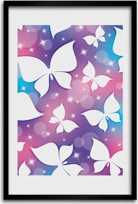 Produktbild von Bild - Bilderrahmen - 40 cm x 60 cm - MDF - Rahmen - Wandkunst - Schmetterlinge