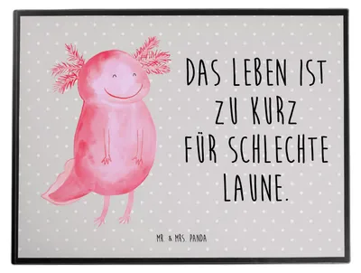 Produktbild von Mr. & Mrs. Panda Schreibunterlage Axolotl Glücklich - Grau Pastell - Geschenk, Schreibtischauflage, Gute Laune, Tischschoner, schreibtischunterlagen, Lurch, gut Gelaunt