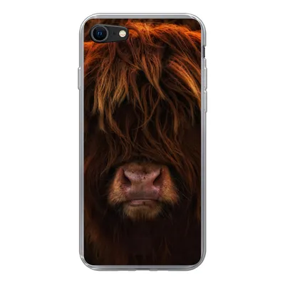 Produktbild von MuchoWow® Handyhülle Schutzhülle Hülle für iPhone 7 Schottischer Highlander - Kuh - Schwarz - Porträt Silikon Softcase Handy Hülle - Kartenhalter