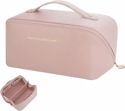 Immagine prodotto di Grande trousse da trucco da donna - Trousse rosa con scomparti