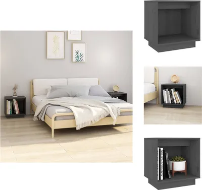 Produktbild von vidaXL Nachttische 2 Stk. Grau 40x30x40 cm Massivholz Kiefer -  Nachttische